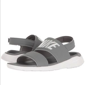 Cool Grey and White Nike Tanjun Sandals